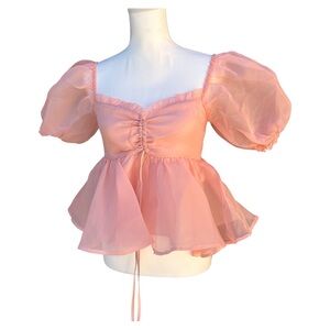 ❤️Mable babydoll puff sleeve corset style shirt SZ S New‎